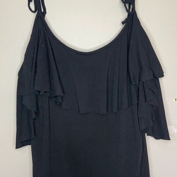 Free People Beach Black Ruffle Flowy Tie-Strap Tank Top Size XS - Picture 5 of 6